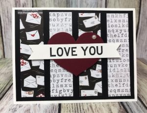 What do you do with left over printed paper strips? There are lots of ways to incorporate those little strips onto your cards or projects. #fsj #cards #love #printedpapers