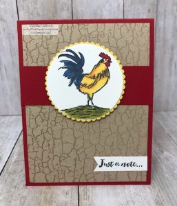 The Home to Roost stamp set is a Sale-a-bration set which means it is free with a min. $50.00 online order with me; www.thestampcamp.com #stampinup #thestampcamp #Rooster #handmade