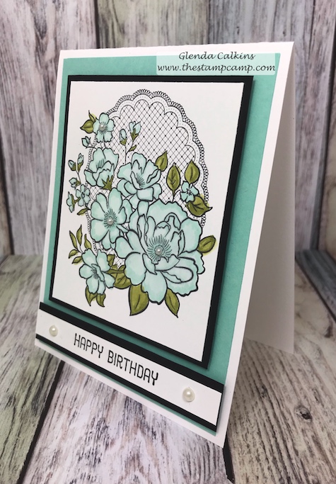 During Sale-a-bration with Stampin' Up! you get to choose from free stamp sets when you purchase $50.00 worth of products from any of the current catalogs. This is the Lovely Lattice free stamp set. #stampinup #glendasblog, #thestampcamp #handmadecards