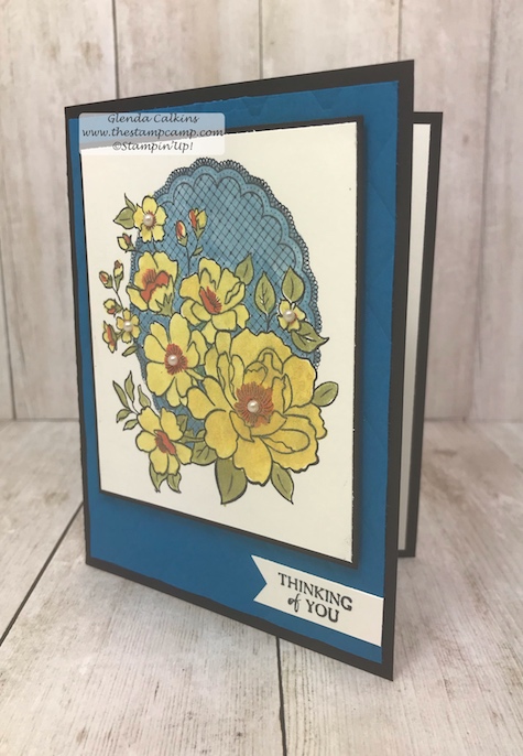 During Sale-a-bration with Stampin' Up! you get to choose from free stamp sets when you purchase $50.00 worth of products from any of the current catalogs. This is the Lovely Lattice free stamp set. #stampinup #glendasblog, #thestampcamp #handmadecards