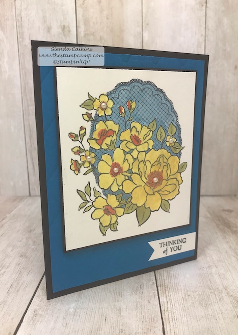 During Sale-a-bration with Stampin' Up! you get to choose from free stamp sets when you purchase $50.00 worth of products from any of the current catalogs. This is the Lovely Lattice free stamp set. #stampinup #glendasblog, #thestampcamp #handmadecards