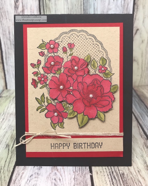 During Sale-a-bration with Stampin' Up! you get to choose from free stamp sets when you purchase $50.00 worth of products from any of the current catalogs. This is the Lovely Lattice free stamp set. #stampinup #glendasblog, #thestampcamp #handmadecards