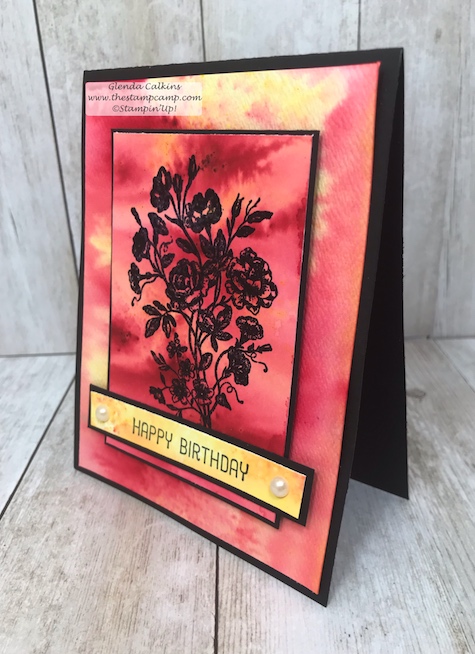 This is the Very Vintage hostess set from Stampin' Up! available with a min. $150.00 order/party.  I paired it with the Brusho Crystal Colours to create a fun and colorful background and to stamp on. Details www.thestampcamp.com #stampinup #brushocolourcrystals #thestampcamp #DIY