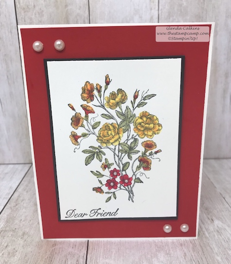 This card was watercolored with the Brusho Crystal Colours from Stampin' Up!  The Brusho Crystal Colours are a watercolor powder that reacts and dissolves with water.  Details www.thestampcamp.com #stampinup #brusho #thestampcamp #technique #watercolor