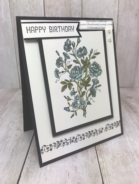 Clean and Simple stamping with a pop of color can be so pretty and doesn't take all the much effort. The classic look of Black and White is very classy and elegant. Details: www.thestampcamp.com #stampinup #veryvintage #thestampcamp #stamp #craft