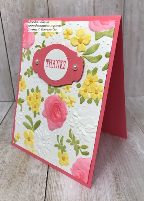 Country Floral embossing folder free during Sale-a-bration from Stampin' Up! this ends March 31 2019.  Details www.thestampcamp.com #glendasblog, #stampinup #saleabration #thestampcamp