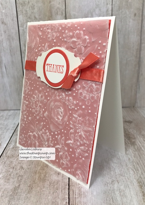 Country Floral embossing folder free during Sale-a-bration from Stampin' Up! this ends March 31 2019. Details www.thestampcamp.com #glendasblog, #stampinup #saleabration #thestampcamp