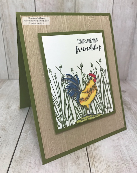 The Home to Roost stamp set is a Sale-a-bration set which means it is free with a min. $50.00 online order with me; www.thestampcamp.com #stampinup #thestampcamp #Rooster #handmade