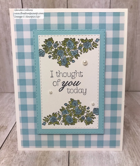 This is the Climbing Roses in Balmy Blue.  Such a fun Spring Color.  Can you tell I'm ready for Spring?  Details www.thestampcamp.com #stampinup #saleabration #thestampcamp #Roses