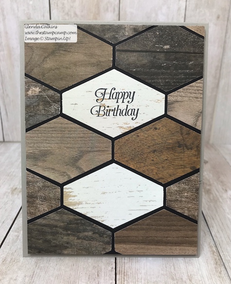 Faux Wood Tile look created using the Tailored Tag Punch from Stampin' Up! Details on my blog: www.thestampcamp.com #stampinup #punches #thestampcamp #masculine