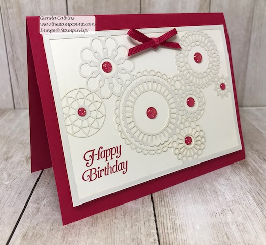 This intricate paper is part of the Delightfully Detailed Laser-Cut Specialty papers from Stampin' Up! Details on my blog: www.thestampcamp.com #birthday, #stampinup #thestampcamp #handmadecards