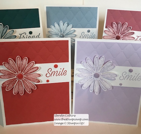 This is the Stampin' Up! Daisy Lane stamp set in all the New 2019/2021 In Colors. Details on my blog here: https://wp.me/p59VWq-a9K #stampinup #thestampcamp #InColors #cards #stamps