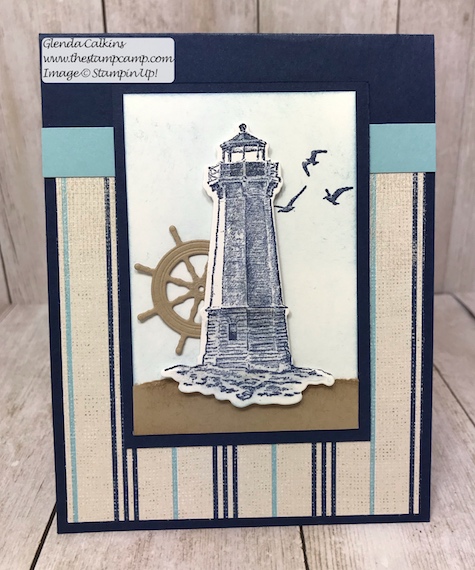 This is the Sailing Home stamp set with the Come Sail Away DSP from Stampin' Up! Details on my blog here: https://wp.me/p59VWq-abV #stampinup #thestampcamp #masculine #sailinghome