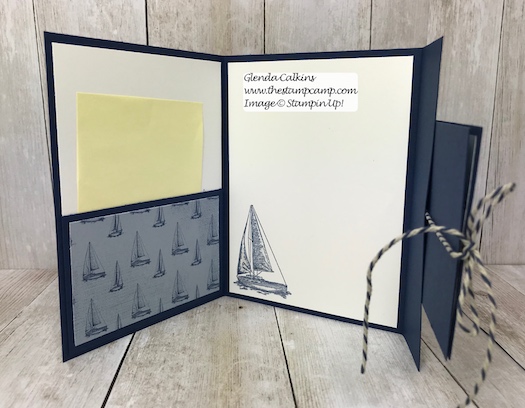 This is a fun fold card which has 2 cards and a gift card holder all in one! So fun to create and great for many different occasions. All the products are from Stampin' Up! You can view the details and place your order by clicking this link: https://wp.me/p59VWq-afn #stampinup #funfold #thestampcamp #masculine