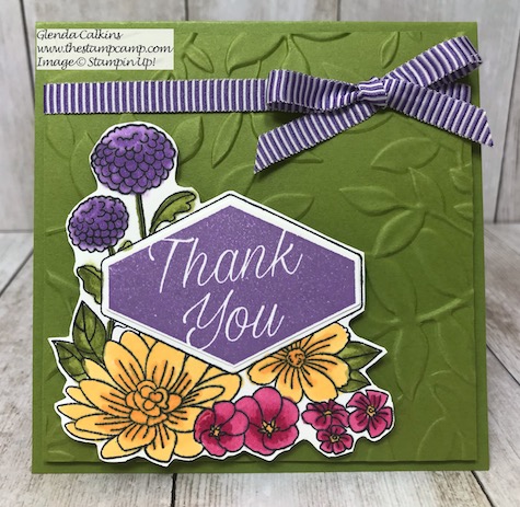 This is the Accented Blooms stamp set from Stampin' Up! It has a coordinating punch to go with the sentiments in the stamp set. It is called the Tailored Tag punch. Details are on my blog here: https://wp.me/p59VWq-ajj #stampinup #tailoredtag #punches #thestampcamp