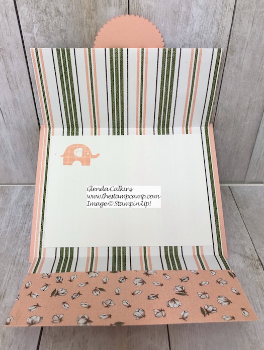 This Soft and Sweet Baby Card was created from the Magnolia Lane Designer Series Paper and the Little Elephant stamp set from Stampin' UP! Details on my blog here: https://wp.me/p59VWq-alO #stampinup #thestampcamp #baby #giftcardholder