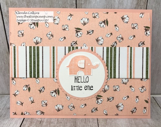 This Soft and Sweet Baby Card was created from the Magnolia Lane Designer Series Paper and the Little Elephant stamp set from Stampin' UP! Details on my blog here: https://wp.me/p59VWq-alO #stampinup #thestampcamp #baby #giftcardholder