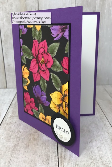 This gorgeous print is from the Magnolia Lane Designer Series Paper Pack from Stampin' Up! I altered the print using the Stampin' Up! Blends. Details on my blog here: https://wp.me/p59VWq-aiH #stampinup #thestampcamp #blends #magnolia