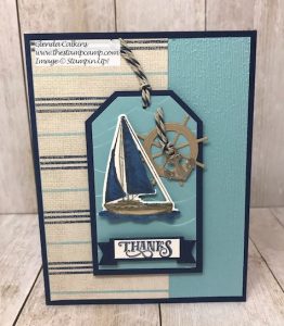 This is the Sailing Home Bundle with the Come Sail Away Designer Series Papers from Stampin' Up! Details can be found on my blog here: https://glendasblog.com/sailing-home-bundle-with-come-sail-away-dsp/ #stampinup #thestampcamp #sailinghome #sail