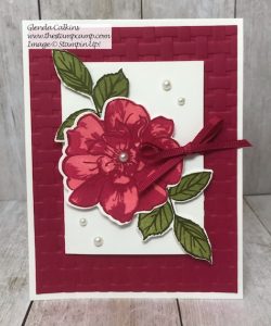 This beautiful card is more than just a card; it actually has a gift card holder on the front. This is my featured stamp set for August To A Wild Rose Bundle from Stampin' Up! Details and ordering options available on my blog here: https://wp.me/p59VWq-ak6 #stampinup #thestampcamp #toawildrose #giftcardholder