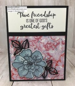 This is the Stampin' Up! Woven Heirlooms Designer Series Paper and the To a Wild Rose stamp set. This was done for a sketch challenge. Details are on my blog here: https://wp.me/p59VWq-akF #stampin #heirloom #wildrose #thestampcamp