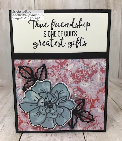 This is the Stampin' Up! Woven Heirlooms Designer Series Paper and the To a Wild Rose stamp set. This was done for a sketch challenge. Details are on my blog here: https://wp.me/p59VWq-akF #stampin #heirloom #wildrose #thestampcamp