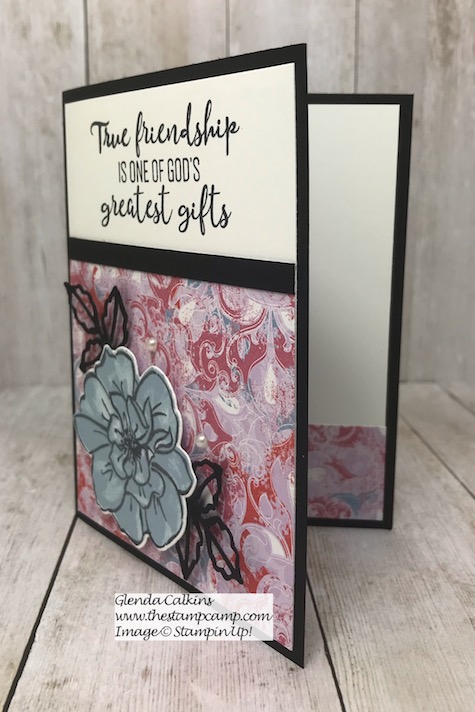 This is the Stampin' Up! Woven Heirlooms Designer Series Paper and the To a Wild Rose stamp set. This was done for a sketch challenge. Details are on my blog here: https://wp.me/p59VWq-akF #stampin #heirloom #wildrose #thestampcamp