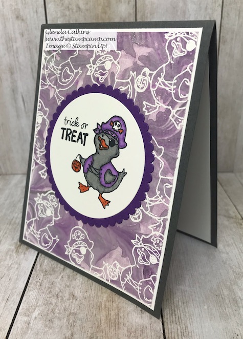 This fun Pirate Duck is part of the Birds of a Feather stamp set from Stampin' Up! This set will take you from Halloween through Valentines Day with it's cute Bird Critters. Details on my blog Here: https://wp.me/p59VWq-apS #stampinup #birdsofafeather #thestampcamp #Halloween