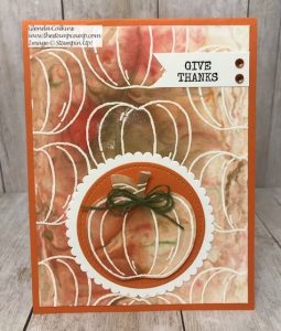 This is the Harvest Hellos Bundle with the Embossed Resists Shaving Cream Technique. Details and video on my blog here: https://wp.me/p59VWq-aqh #stampinup #thestampcamp #halloween #harvesthellos