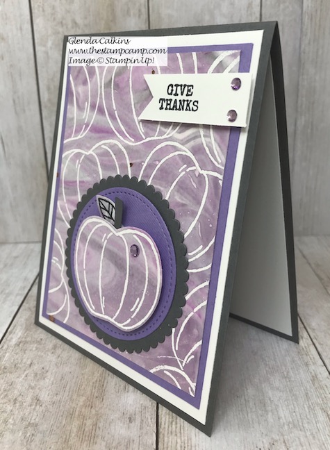 This is the Harvest Hellos Bundle with the Embossed Resists Shaving Cream Technique. Details and video on my blog here: https://wp.me/p59VWq-aqh #stampinup #thestampcamp #halloween #harvesthellos