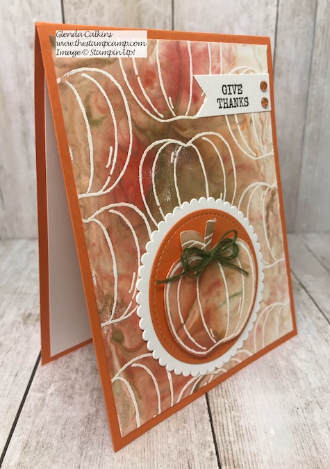 This is the Harvest Hellos Bundle with the Embossed Resists Shaving Cream Technique. Details and video on my blog here: https://wp.me/p59VWq-aqh #stampinup #thestampcamp #halloween #harvesthellos