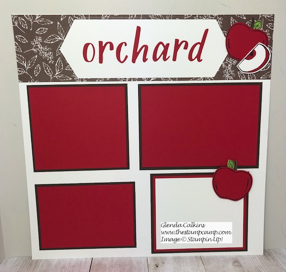Harvest Hellos scrapbook pages for your Fall Apple Picking family photos. Details on my blog: https://wp.me/p59VWq-anH #stampinup #harvesthellos #thestampcamp #scrapbook