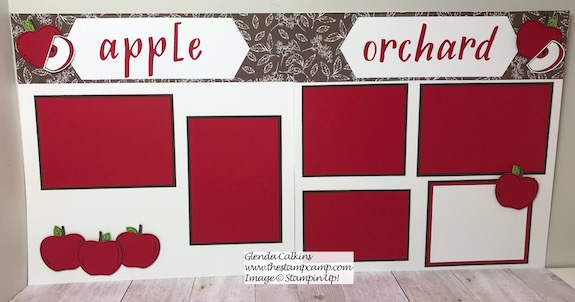 Harvest Hellos scrapbook pages for your Fall Apple Picking family photos. Details on my blog: https://wp.me/p59VWq-anH #stampinup #harvesthellos #thestampcamp #scrapbook