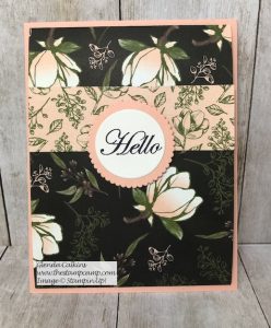 One sheet of 12 x 12 card stock will give you 3 gorgeous double-sided printed cards in no time. Details on my blog here: https://wp.me/p59VWq-anT #stampinup #thestampcamp #magnolialane #printedpapers