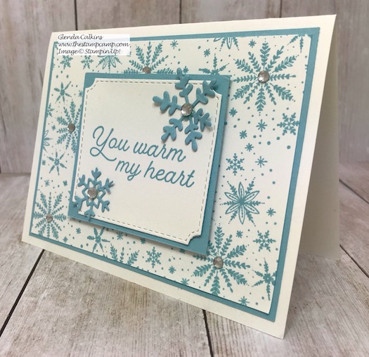 This is the Frosted Foliage Bundle from Stampin' UP! You can't see in the photo but it is sparkling. Details on my blog here: https://wp.me/p59VWq-asQ #stampinup #thestampcamp #frostedfoliage #christmas