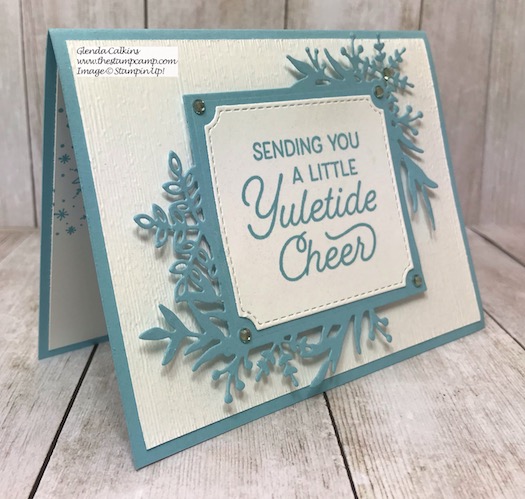 This is the Frosted Foliage Bundle from Stampin' UP! You can't see in the photo but it is sparkling. Details on my blog here: https://wp.me/p59VWq-asM #stampinup #thestampcamp #frostedfoliage #christmas
