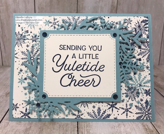 Frosted Foliage One Sheet Wonder technique with Sophia. Details on my blog here: https://wp.me/p59VWq-atL #stampinup #frostedfoliage #thestampcamp #christmas