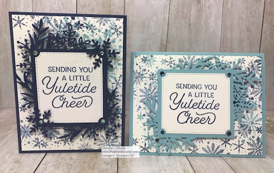 Frosted Foliage One Sheet Wonder technique with Sophia. Details on my blog here: https://wp.me/p59VWq-atL #stampinup #frostedfoliage #thestampcamp #christmas