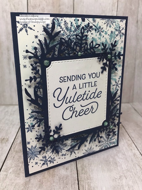 Frosted Foliage One Sheet Wonder technique with Sophia. Details on my blog here: https://wp.me/p59VWq-atL #stampinup #frostedfoliage #thestampcamp #christmas