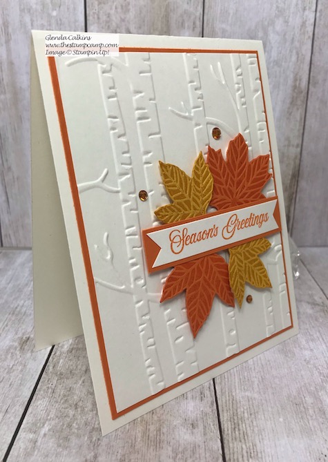 The Gather Together Bundle is perfectly paired with the Woodland Embossing Folder. Details on my blog here: https://wp.me/p59VWq-auC #thestampcamp #stampinup #woodlandembossing #fall #gathertogether