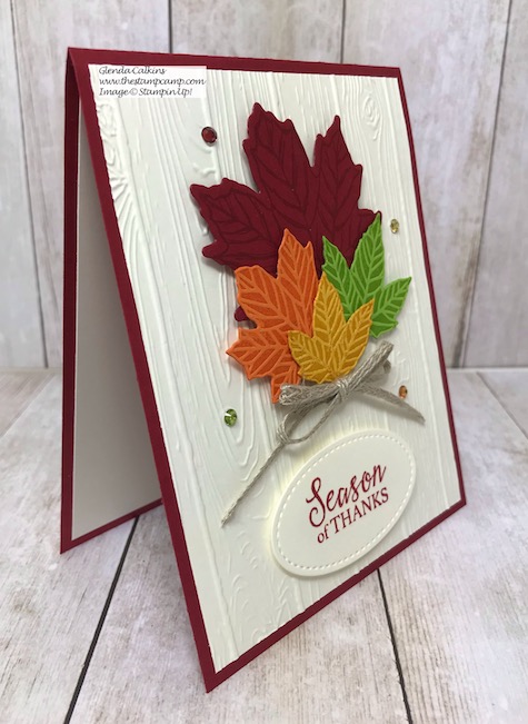 This is the Gather Together bundle with the Pinewood Planks Embossing Folder from Stampin' Up! Details can be found on my blog here: https://wp.me/p59VWq-av8 #stampinup #thestampcamp #gathertogether #fall