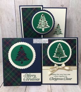 One sheet of the Wrapped in Plaid Designer Series Paper equals 3 cards. Details on my blog here: https://wp.me/p59VWq-asr #stampinup #perfectlyplaid #handmadecards