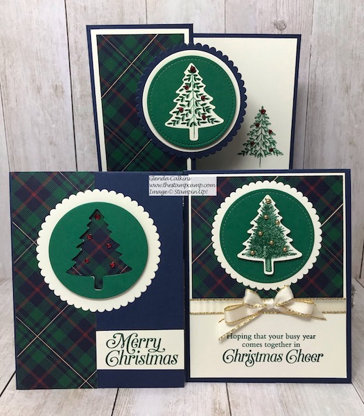 One sheet of the Wrapped in Plaid Designer Series Paper equals 3 cards. Details on my blog here: https://wp.me/p59VWq-asr #stampinup #perfectlyplaid #handmadecards