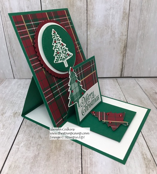 This is my featured stamp set/bundle for October 2019. It is the Perfectly Plaid Bundle from Stampin' Up! These are all different types of Easel Cards. Details on my blog here: https://wp.me/p59VWq-aqM #stampinup #easelcards #thestapmcamp #funfolds #christmas