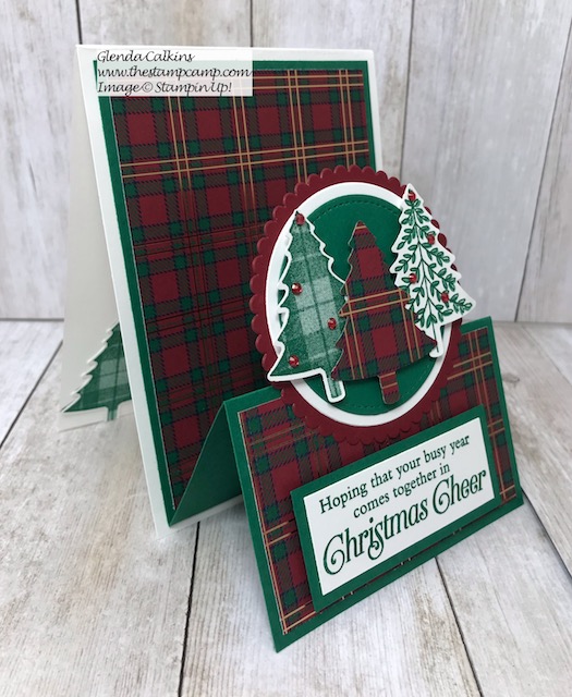This is my featured stamp set/bundle for October 2019. It is the Perfectly Plaid Bundle from Stampin' Up! These are all different types of Easel Cards. Details on my blog here: https://wp.me/p59VWq-aqM #stampinup #easelcards #thestapmcamp #funfolds #christmas