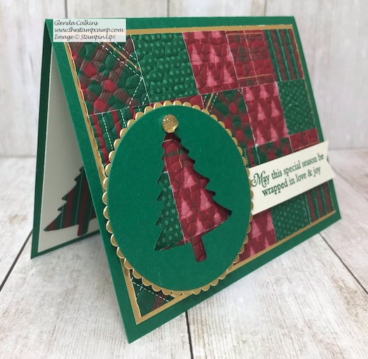 This month my featured stamp set is the Perfectly Plaid bundle. This card is a quilt card and the details can be found on my blog here: https://wp.me/p59VWq-avy #stampinup #perfectlyplaid #thestampcamp #Christmas