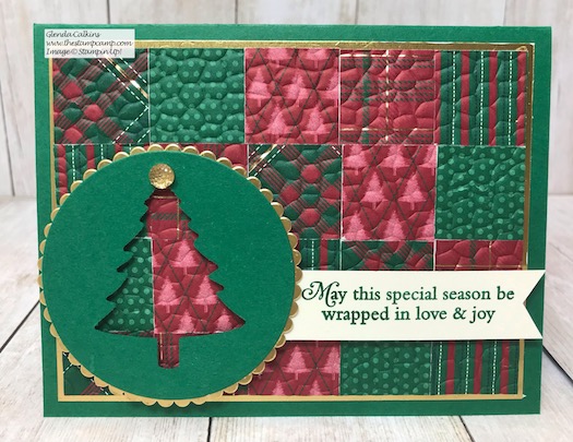 This month my featured stamp set is the Perfectly Plaid bundle. This card is a quilt card and the details can be found on my blog here: https://wp.me/p59VWq-avy #stampinup #perfectlyplaid #thestampcamp #Christmas
