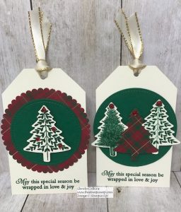 Perfectly Plaid Bundle is perfect for making Christmas Tags. Details on my blog here: https://wp.me/p59VWq-arf #tags #christmas #stampinup #thestampcamp