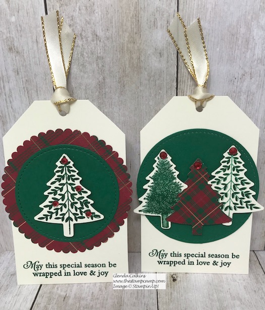 Perfectly Plaid Bundle is perfect for making Christmas Tags. Details on my blog here: https://wp.me/p59VWq-arf #tags #christmas #stampinup #thestampcamp
