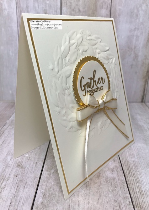 This is the Seasonal Wreath Embossing Folder from Stampin' Up! Details on my blog here: https://wp.me/p59VWq-asI #stampinup #embossingfolder #thestampcamp #wreath